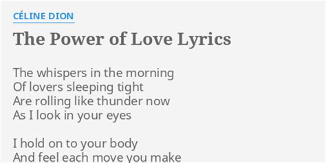 power of love celine dion lyrics|whispers in the morning lyrics.